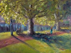 Hyde Park Morning Chit Chat Painting - Plein Air Paintings