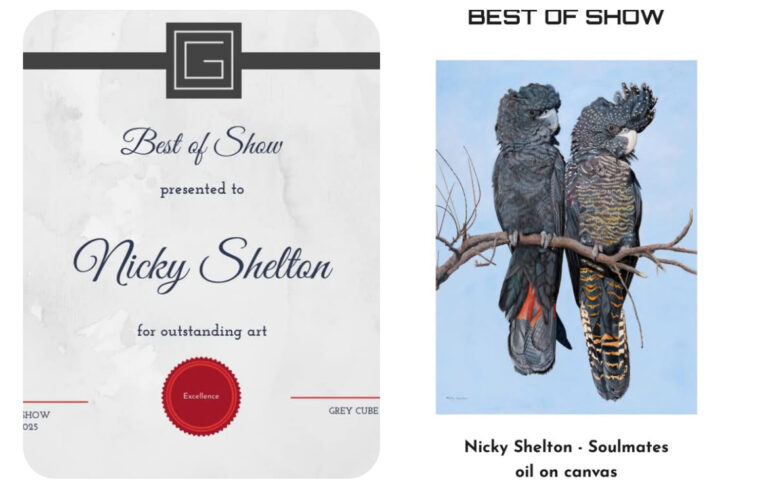 “Soulmates” Best of Show -Grey Cube Gallery Animal Art Competition – 2025