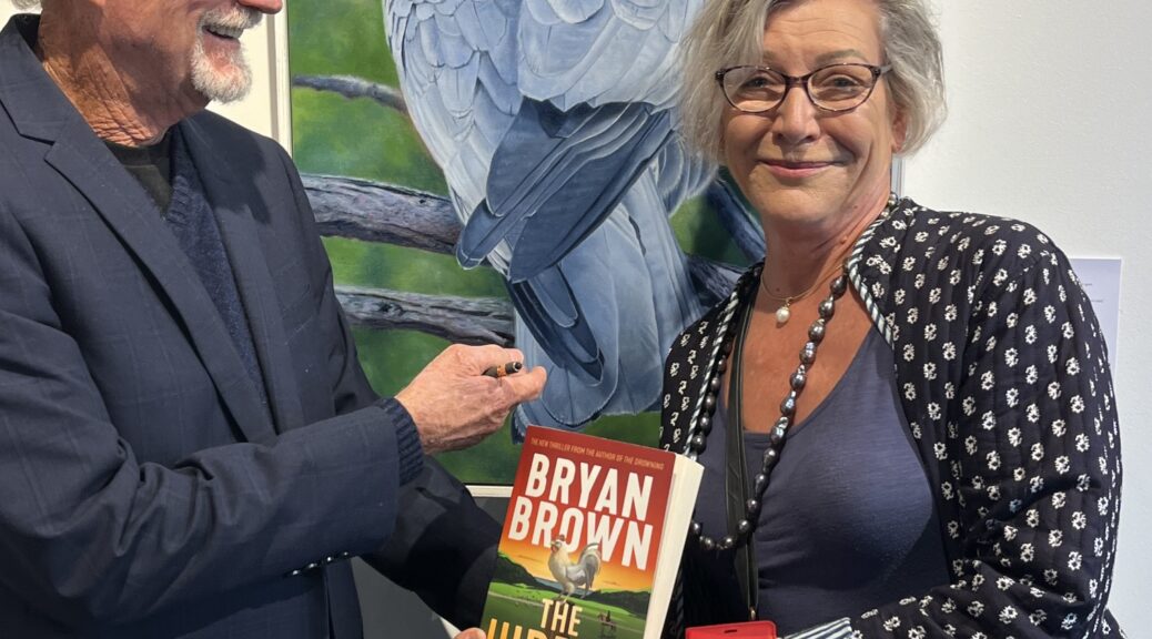 Australian bird artist Nicky Shelton with actor Bryon Brown at Margaret River Readers & Writers 2026.