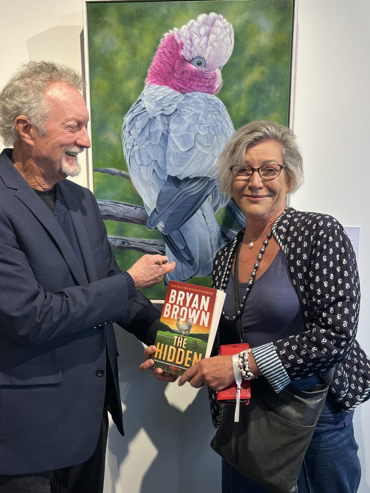 Australian bird artist Nicky Shelton with actor Bryon Brown at Margaret River Readers & Writers 2026.